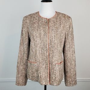 Charles Gray London Blazer Jacket Tweed Textured Tan Peach Career Office Work